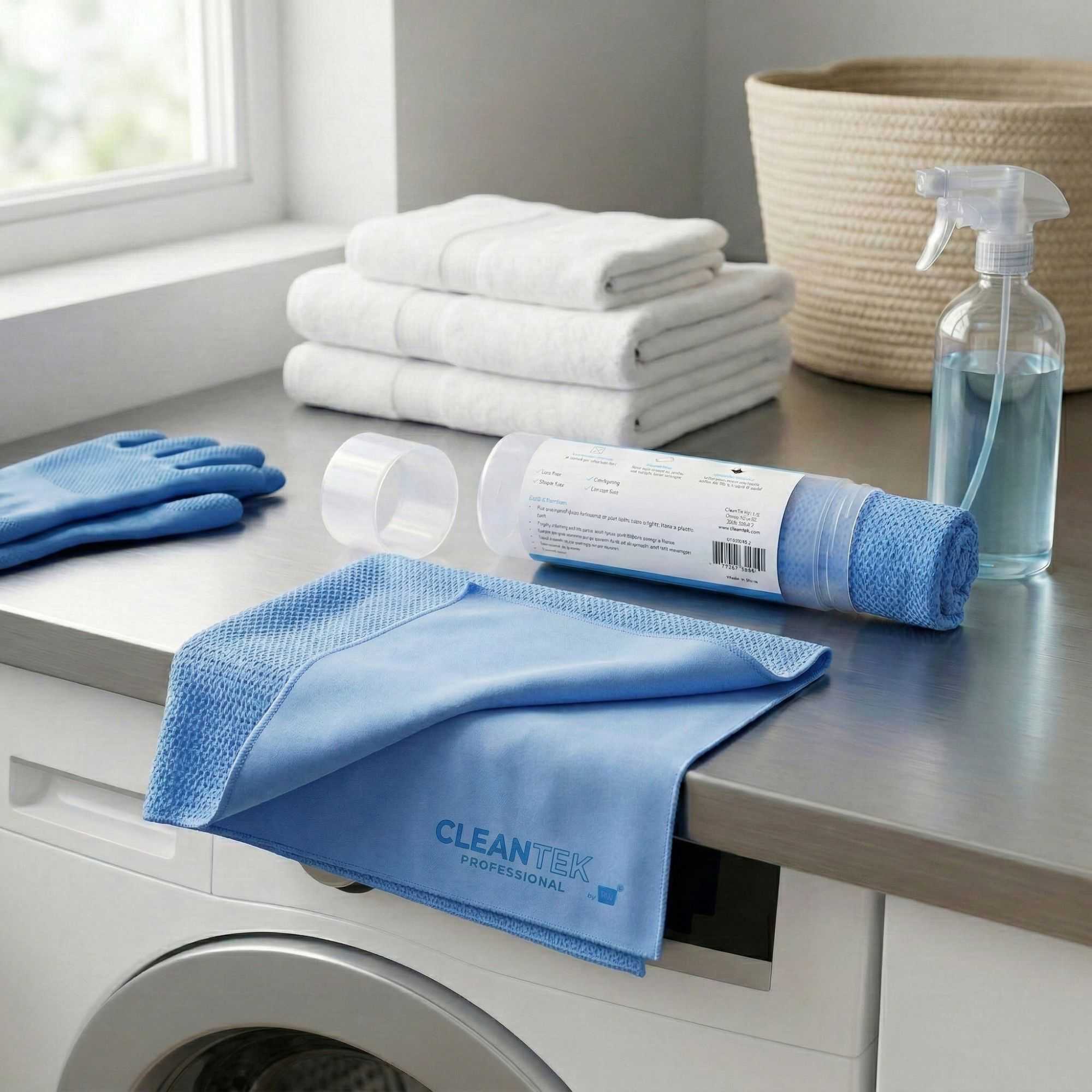 Clean Tek Professional Blue 3D Chamois Cloth - with Storage Tube - 25 1/4'' x 17'' - 1 count box