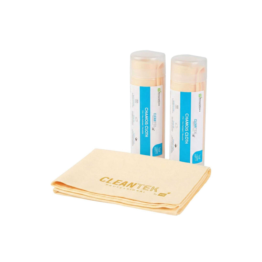 Clean Tek Professional Yellow Chamois Cloth - with Storage Tube - 25 1/4'' x 17'' - 20 count box