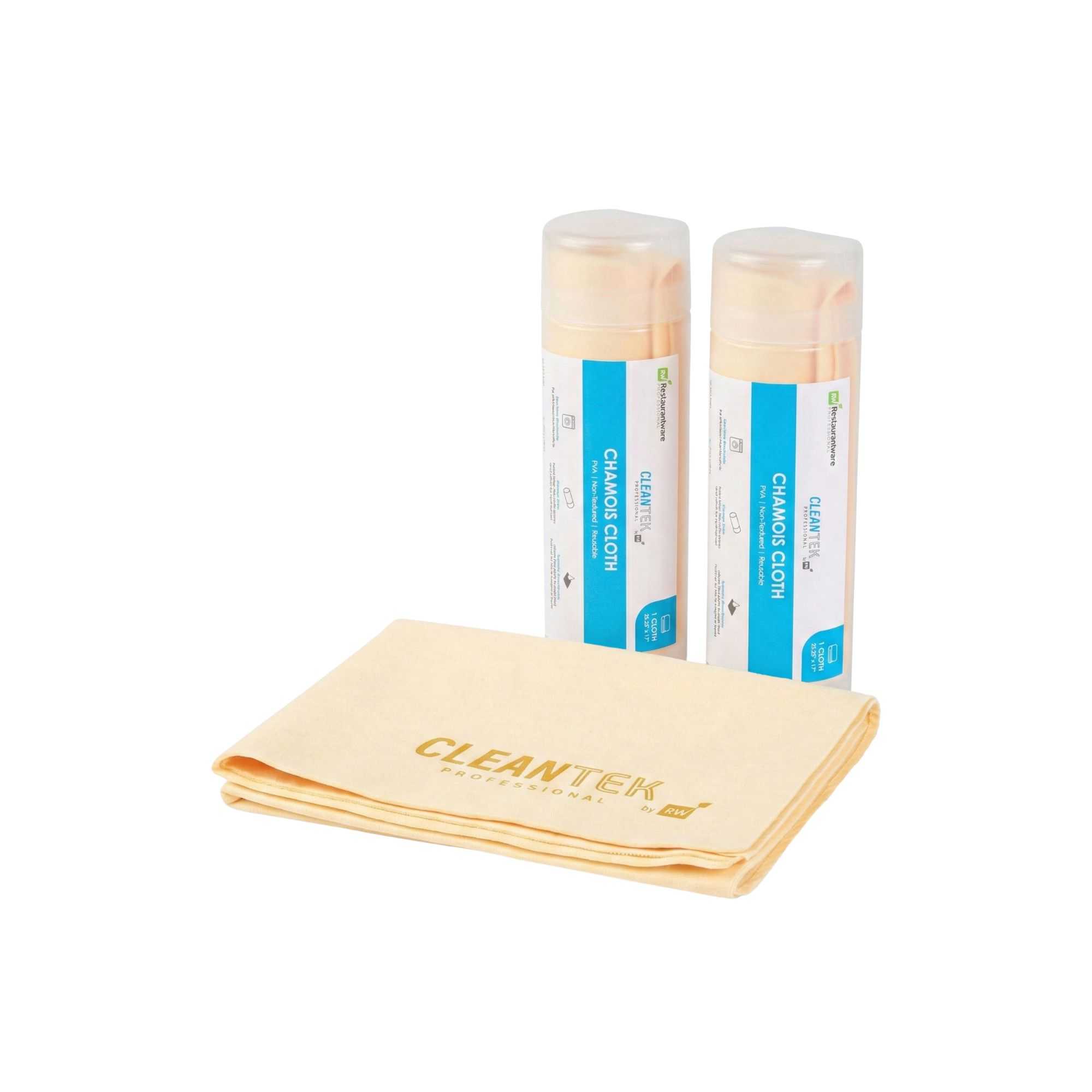 Clean Tek Professional Yellow Chamois Cloth - with Storage Tube - 25 1/4'' x 17'' - 20 count box