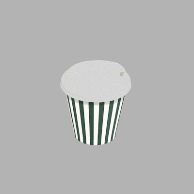 Restpresso 8 oz Forest Green and White Stripe Paper Single Wall Coffee Cup - with White Lid - 3 1/2"x 3 1/2"x 4" - 400 count box