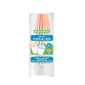 Restpresso 8 oz Orange and White Stripe Paper Single Wall Coffee Cup - with White Lid - 3 1/2"x 3 1/2"x 4" - 20 count box