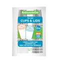 Restpresso 12 oz Black and White Stripe Paper Single Wall Coffee Cup - with White Lid - 3 1/2"x 3 1/2"x 4 3/4" - 20 count box