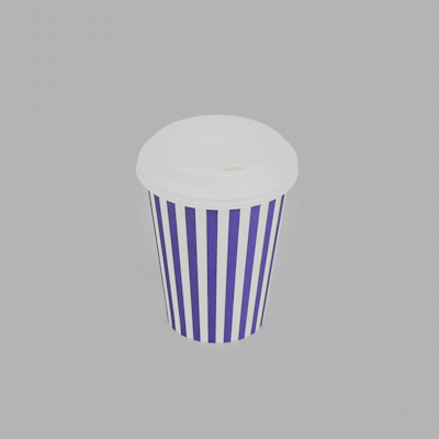 Restpresso 12 oz Purple and White Stripe Paper Single Wall Coffee Cup - with White Lid - 3 1/2"x 3 1/2"x 4 3/4" - 400 count box