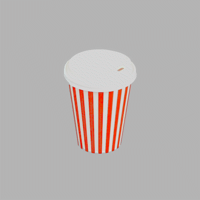 Restpresso 12 oz Red and White Stripe Paper Single Wall Coffee Cup - with White Lid - 3 1/2"x 3 1/2"x 4 3/4" - 20 count box
