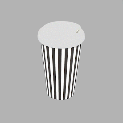 Restpresso 16 oz Black and White Stripe Paper Single Wall Coffee Cup - with White Lid - 3 1/2"x 3 1/2"x 5 3/4" - 400 count box