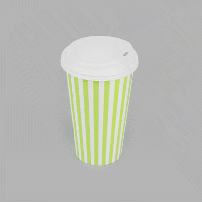 Restpresso 16 oz Green and White Stripe Paper Single Wall Coffee Cup - with White Lid - 3 1/2"x 3 1/2"x 5 3/4" - 20 count box