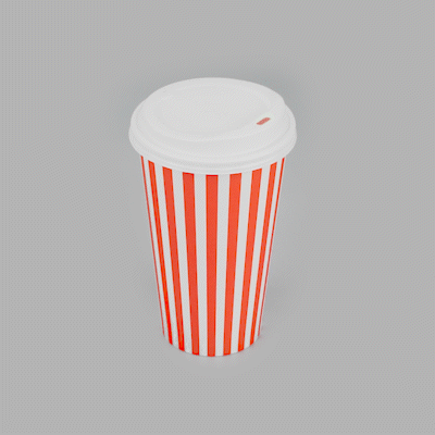 Restpresso 16 oz Red and White Stripe Paper Single Wall Coffee Cup - with White Lid - 3 1/2"x 3 1/2"x 5 3/4" - 400 count box