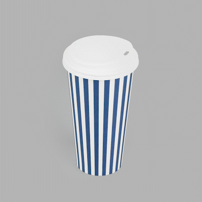 Restpresso 20 oz Blue and White Stripe Paper Single Wall Coffee Cup - with White Lid - 3 1/2"x 3 1/2"x 6 1/2" - 400 count box