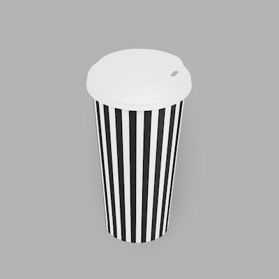 Restpresso 20 oz Black and White Stripe Paper Single Wall Coffee Cup - with White Lid - 3 1/2"x 3 1/2"x 6 1/2" - 400 count box