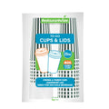 Restpresso 20 oz Forest Green and White Stripe Paper Single Wall Coffee Cup - with White Lid - 3 1/2"x 3 1/2"x 6 1/2" - 20 count box