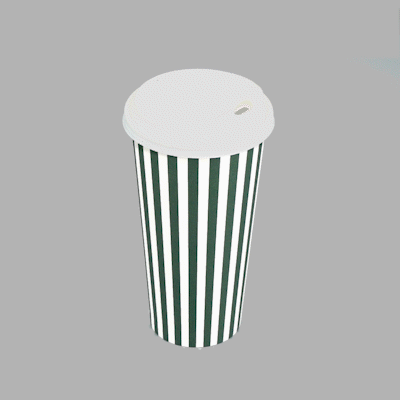 Restpresso 20 oz Forest Green and White Stripe Paper Single Wall Coffee Cup - with White Lid - 3 1/2"x 3 1/2"x 6 1/2" - 20 count box