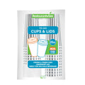 Restpresso 20 oz Gray and White Stripe Paper Single Wall Coffee Cup - with White Lid - 3 1/2"x 3 1/2"x 6 1/2" - 20 count box