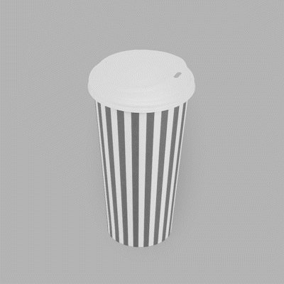 Restpresso 20 oz Gray and White Stripe Paper Single Wall Coffee Cup - with White Lid - 3 1/2"x 3 1/2"x 6 1/2" - 20 count box