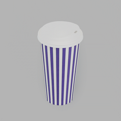 Restpresso 20 oz Purple and White Stripe Paper Single Wall Coffee Cup - with White Lid - 3 1/2"x 3 1/2"x 6 1/2" - 20 count box