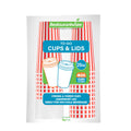 Restpresso 20 oz Red and White Stripe Paper Single Wall Coffee Cup - with White Lid - 3 1/2"x 3 1/2"x 6 1/2" - 20 count box