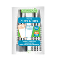 Restpresso 16 oz Black and White Stripe Paper Single Wall Coffee Cup - with Black Lid - 3 1/2"x 3 1/2"x 5 1/2" - 20 count box