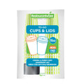 Restpresso 16 oz Green and White Stripe Paper Single Wall Coffee Cup - with Black Lid - 3 1/2"x 3 1/2"x 5 1/2" - 400 count box