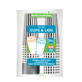 Restpresso 20 oz Black and White Stripe Paper Single Wall Coffee Cup - with Black Lid - 3 1/2"x 3 1/2"x 6 1/4" - 20 count box