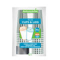 Restpresso 20 oz Forest Green and White Stripe Paper Single Wall Coffee Cup - with Black Lid - 3 1/2"x 3 1/2"x 6 1/4" - 20 count box