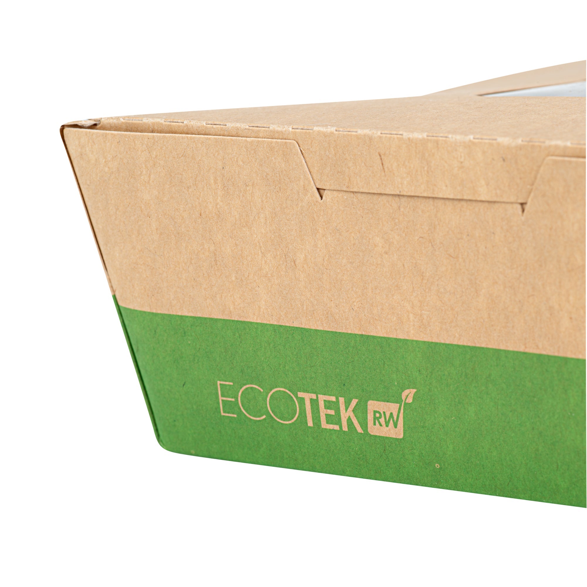 Eco Tek 78 oz Kraft and Green Paper Bento Box - with PLA Window, 3-Compartment, Compostable - 11" x 9" x 2" - 100 count box