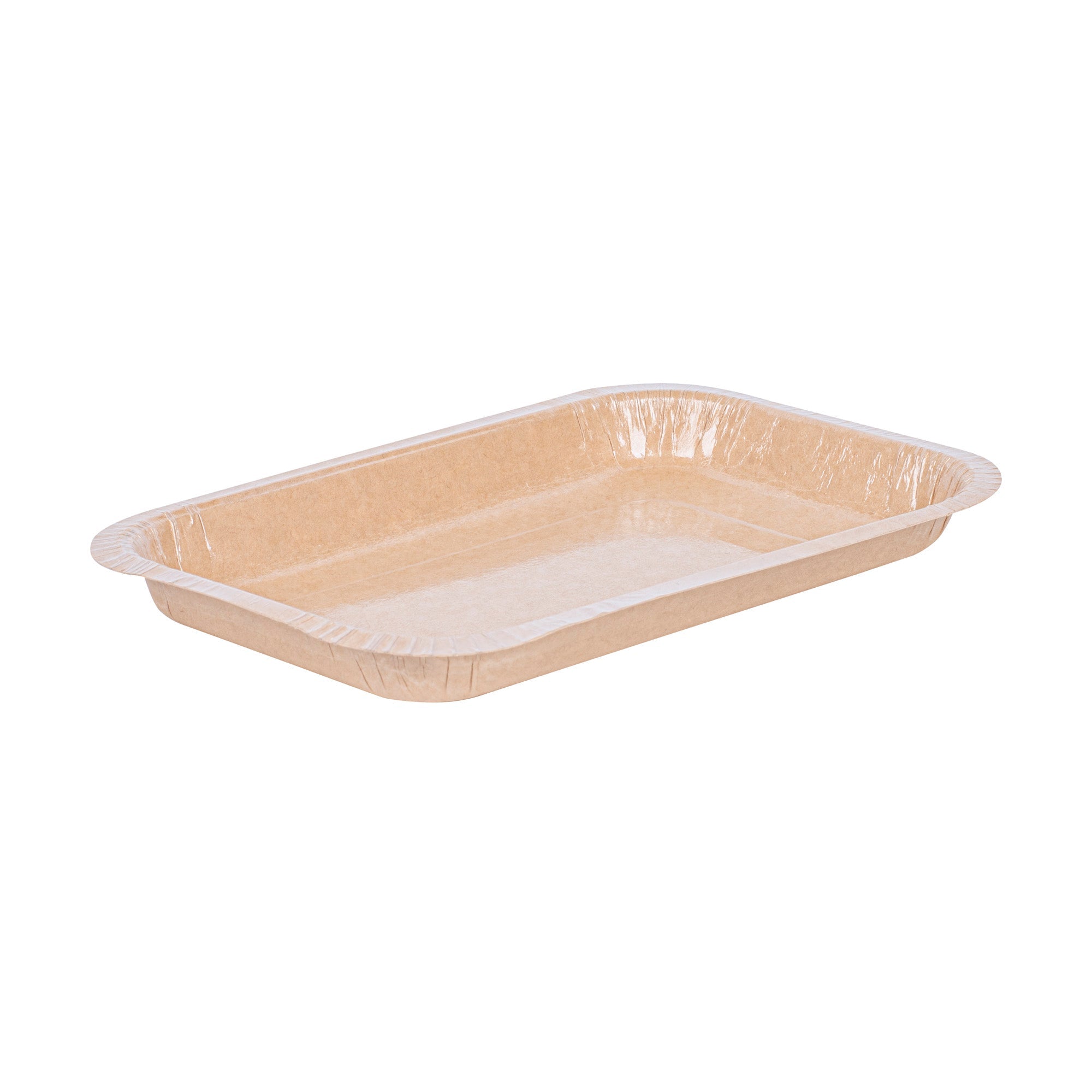 Pastry Tek 15 oz Rectangle Kraft Paperboard Tray - Oven-Safe - 8 1/4" x 5 1/2" x 1" - 100 count box