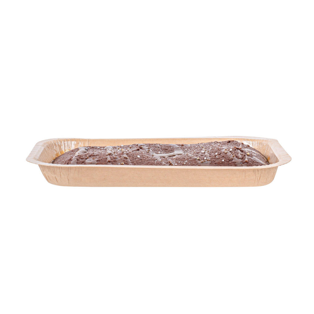 Pastry Tek 15 oz Rectangle Kraft Paperboard Tray - Oven-Safe - 8 1/4" x 5 1/2" x 1" - 25 count box