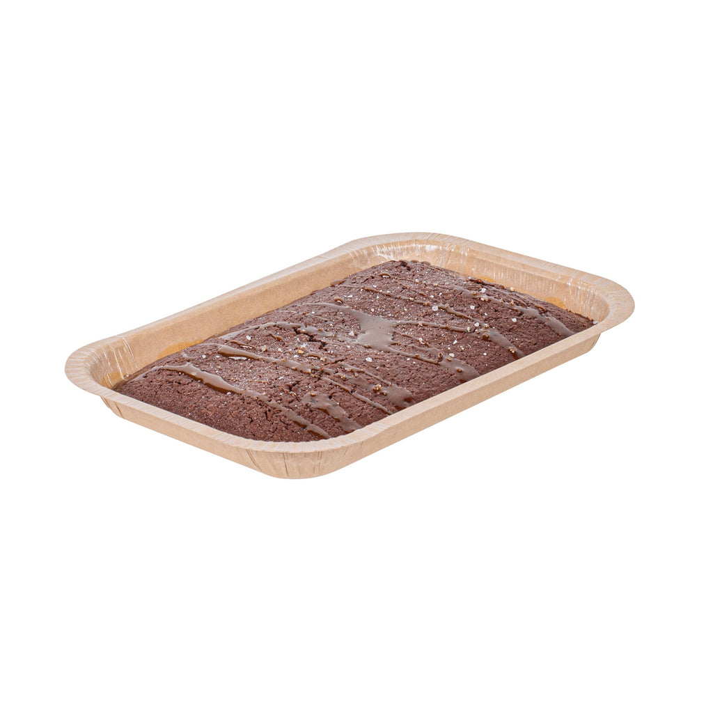 Pastry Tek 15 oz Rectangle Kraft Paperboard Tray - Oven-Safe - 8 1/4" x 5 1/2" x 1" - 100 count box