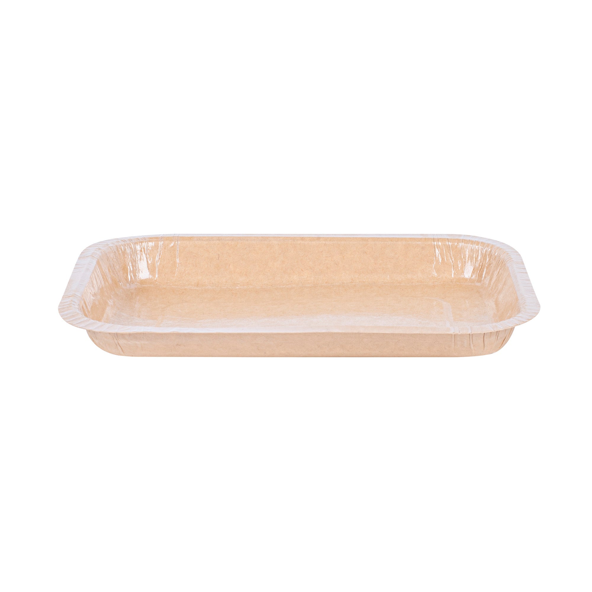 Pastry Tek 15 oz Rectangle Kraft Paperboard Tray - Oven-Safe - 8 1/4" x 5 1/2" x 1" - 100 count box