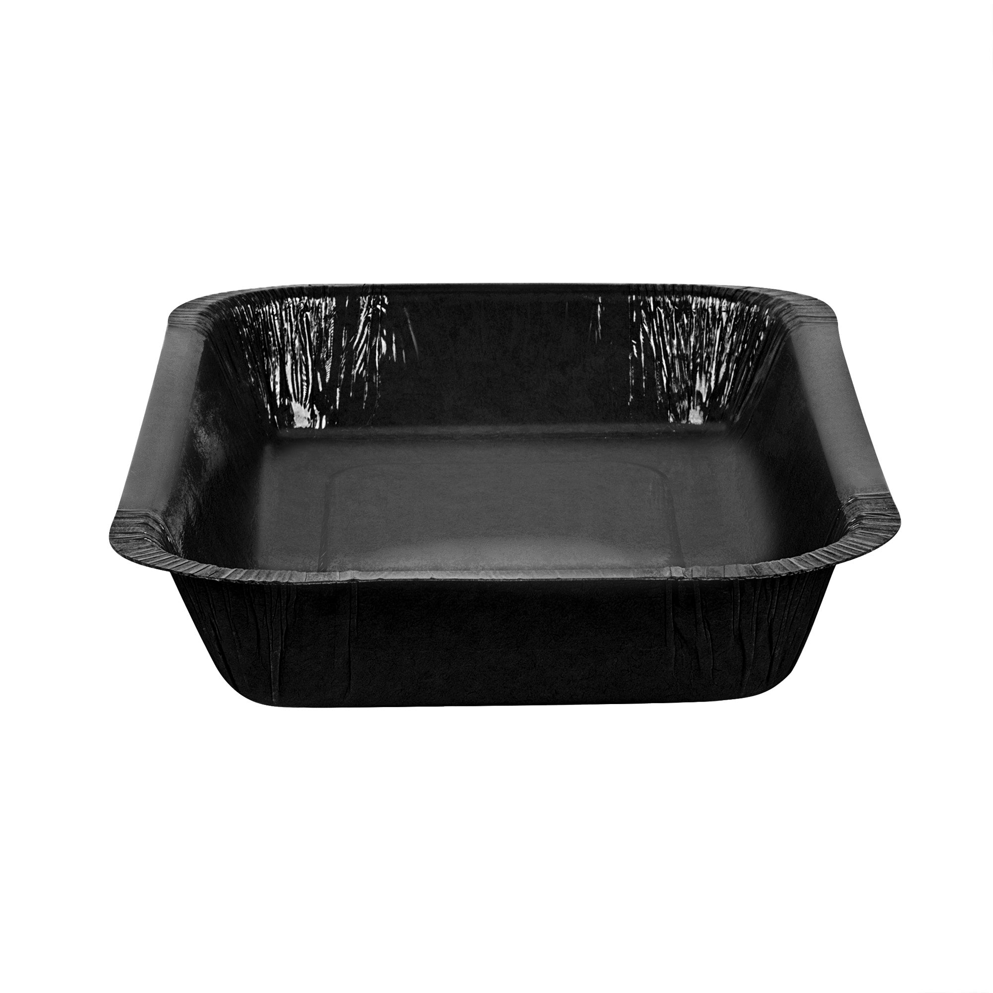Pastry Tek 24 oz Rectangle Black Paperboard Tray - Oven-Safe - 8 1/4" x 5 1/2" x 1 1/2" - 100 count box