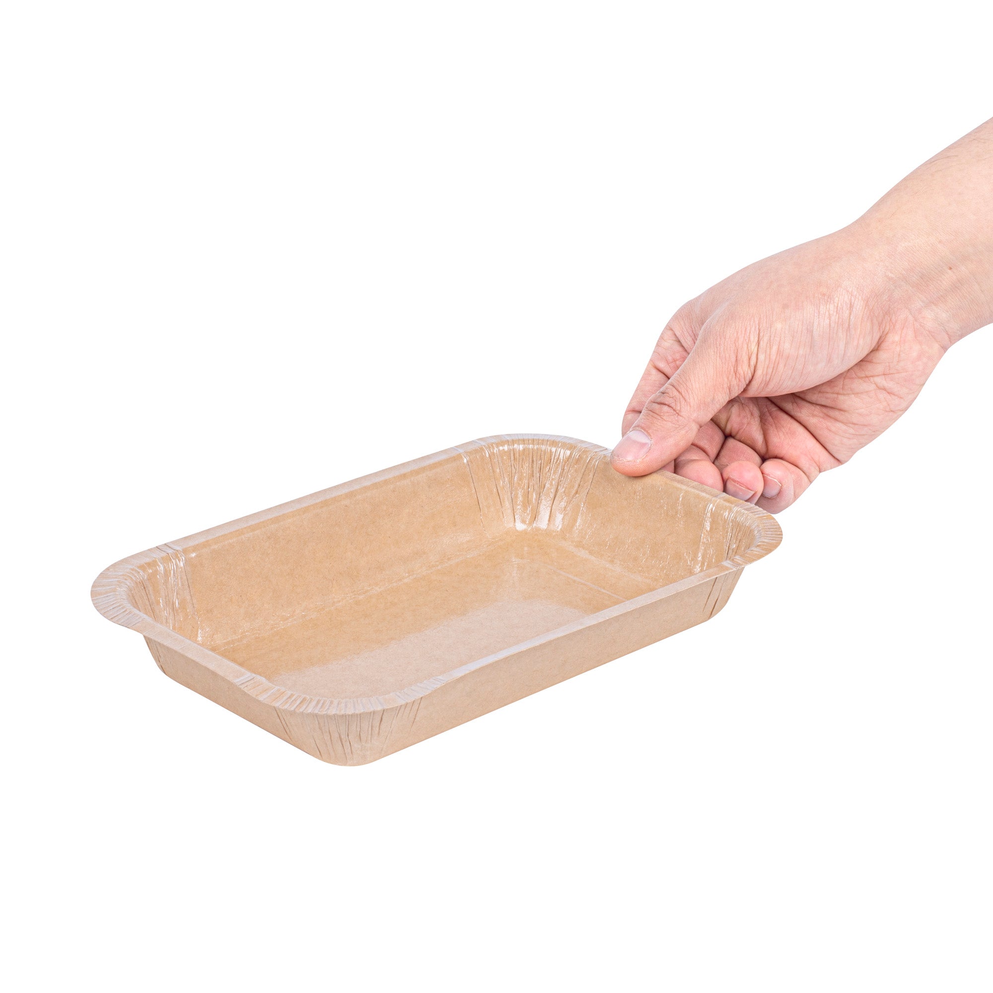 Pastry Tek 24 oz Rectangle Kraft Paperboard Tray - Oven-Safe - 8 1/4" x 5 1/2" x 1 1/2" - 25 count box