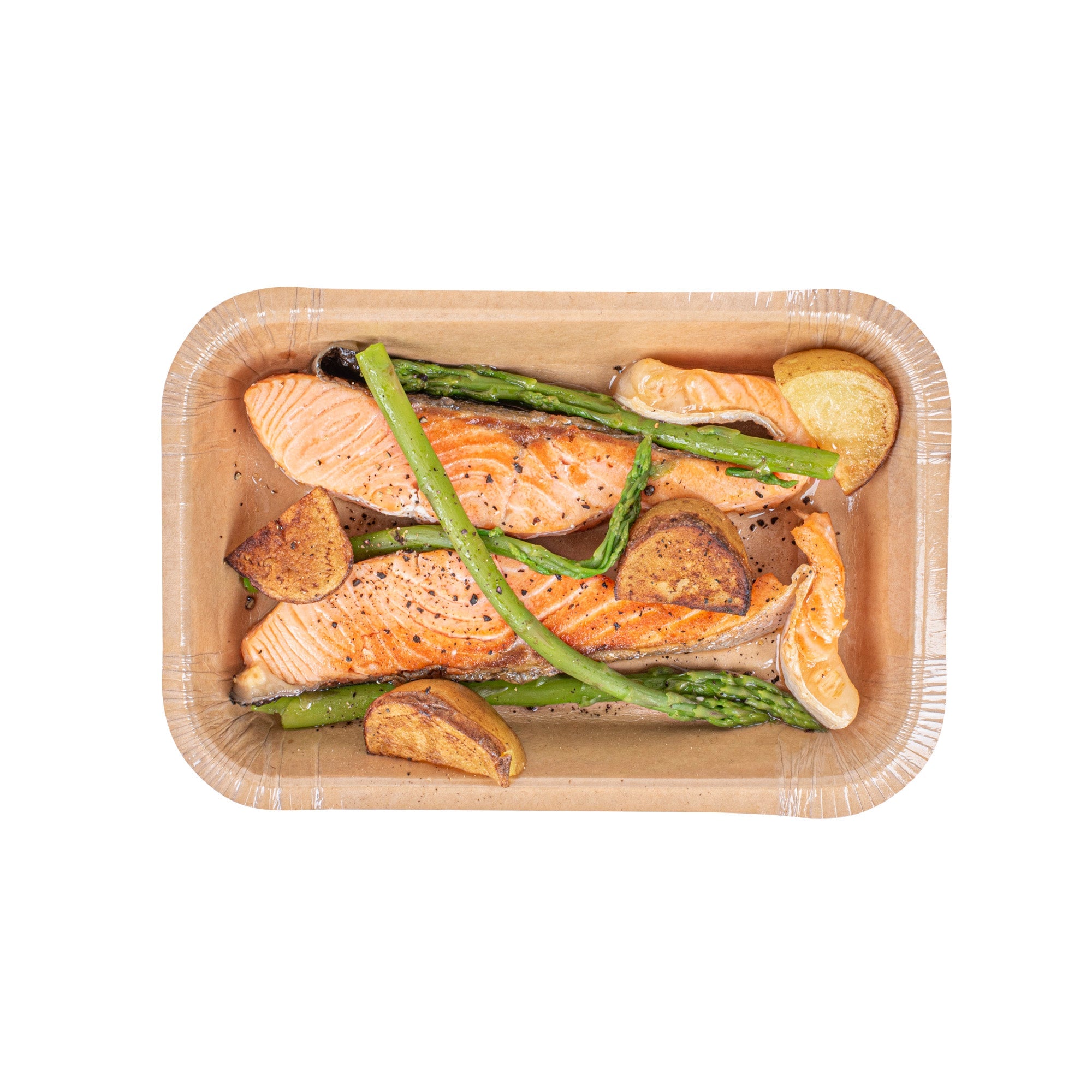 Pastry Tek 24 oz Rectangle Kraft Paperboard Tray - Oven-Safe - 8 1/4" x 5 1/2" x 1 1/2" - 25 count box