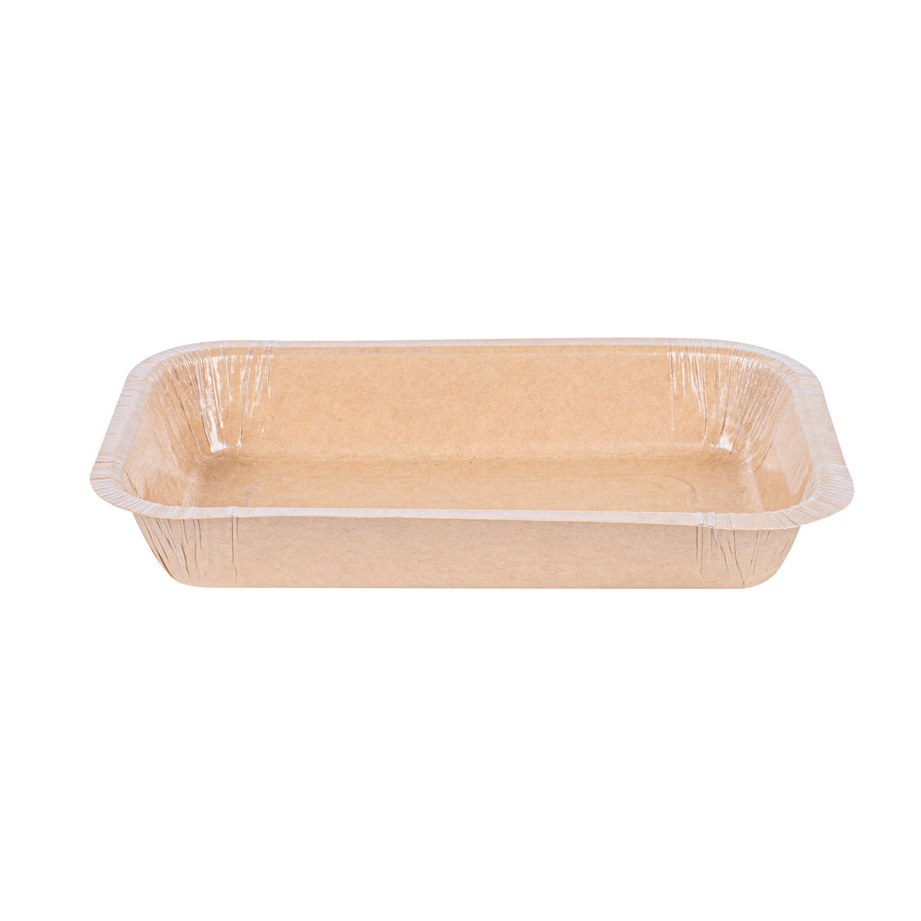 Pastry Tek 24 oz Rectangle Kraft Paperboard Tray - Oven-Safe - 8 1/4" x 5 1/2" x 1 1/2" - 25 count box