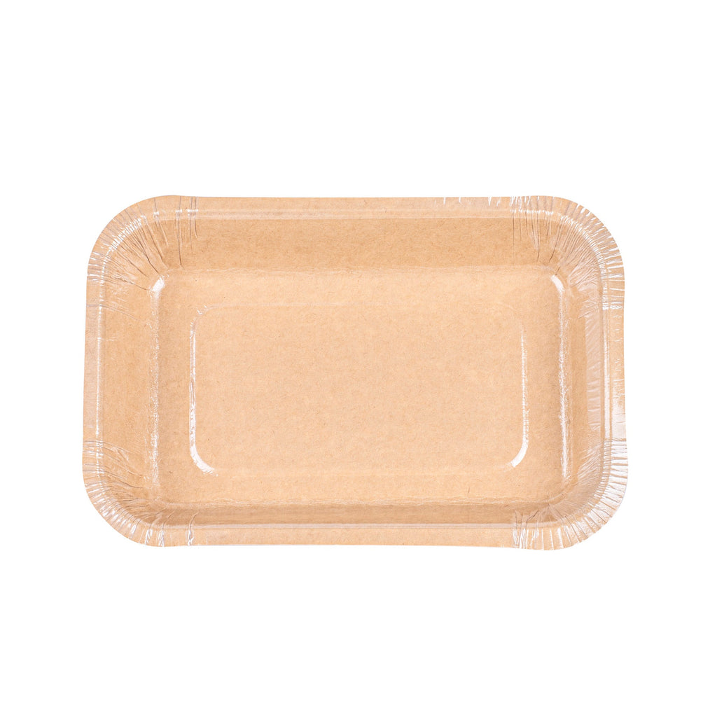 Pastry Tek 24 oz Rectangle Kraft Paperboard Tray - Oven-Safe - 8 1/4" x 5 1/2" x 1 1/2" - 25 count box