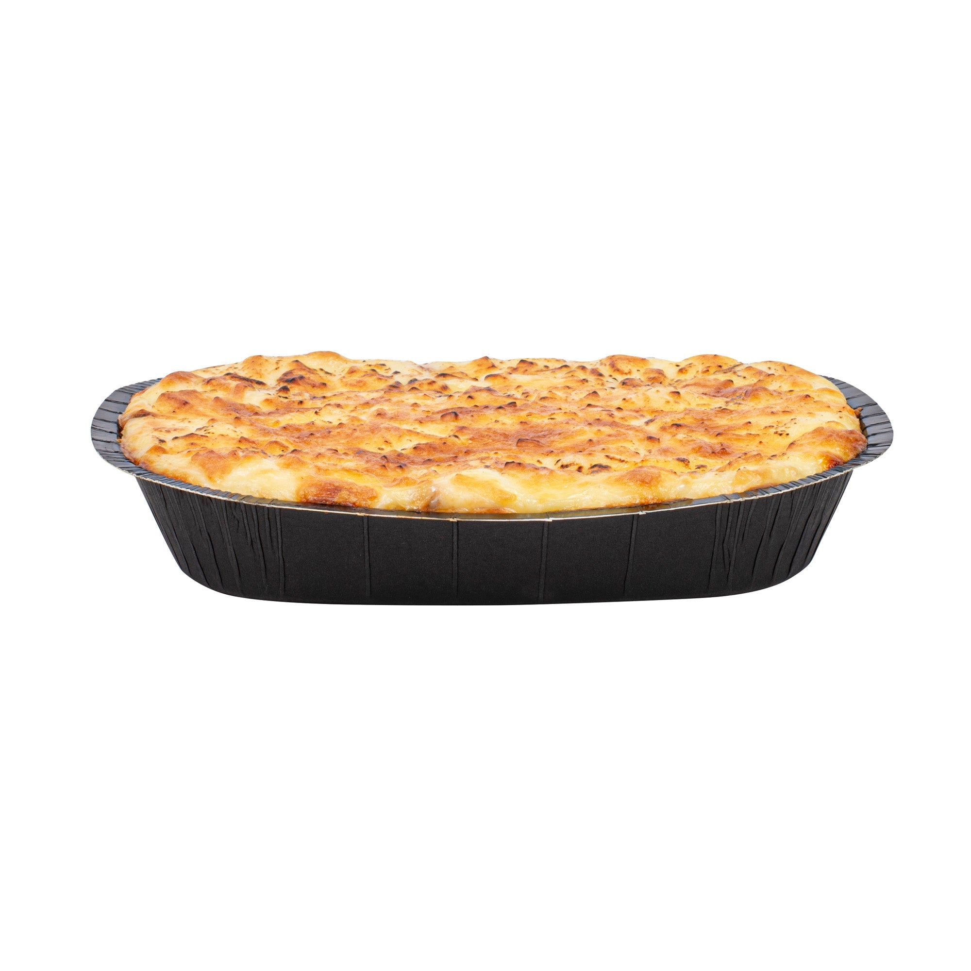 Pastry Tek 32 oz Rectangle Black Paperboard Tray - Oven-Safe - 9" x 7" x 1 3/4" - 100 count box
