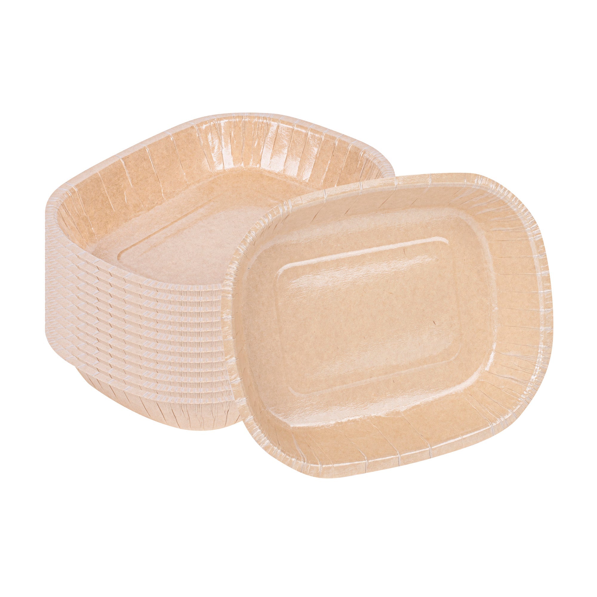 Pastry Tek 32 oz Rectangle Kraft Paperboard Tray - Oven-Safe - 9" x 7" x 1 3/4" - 100 count box