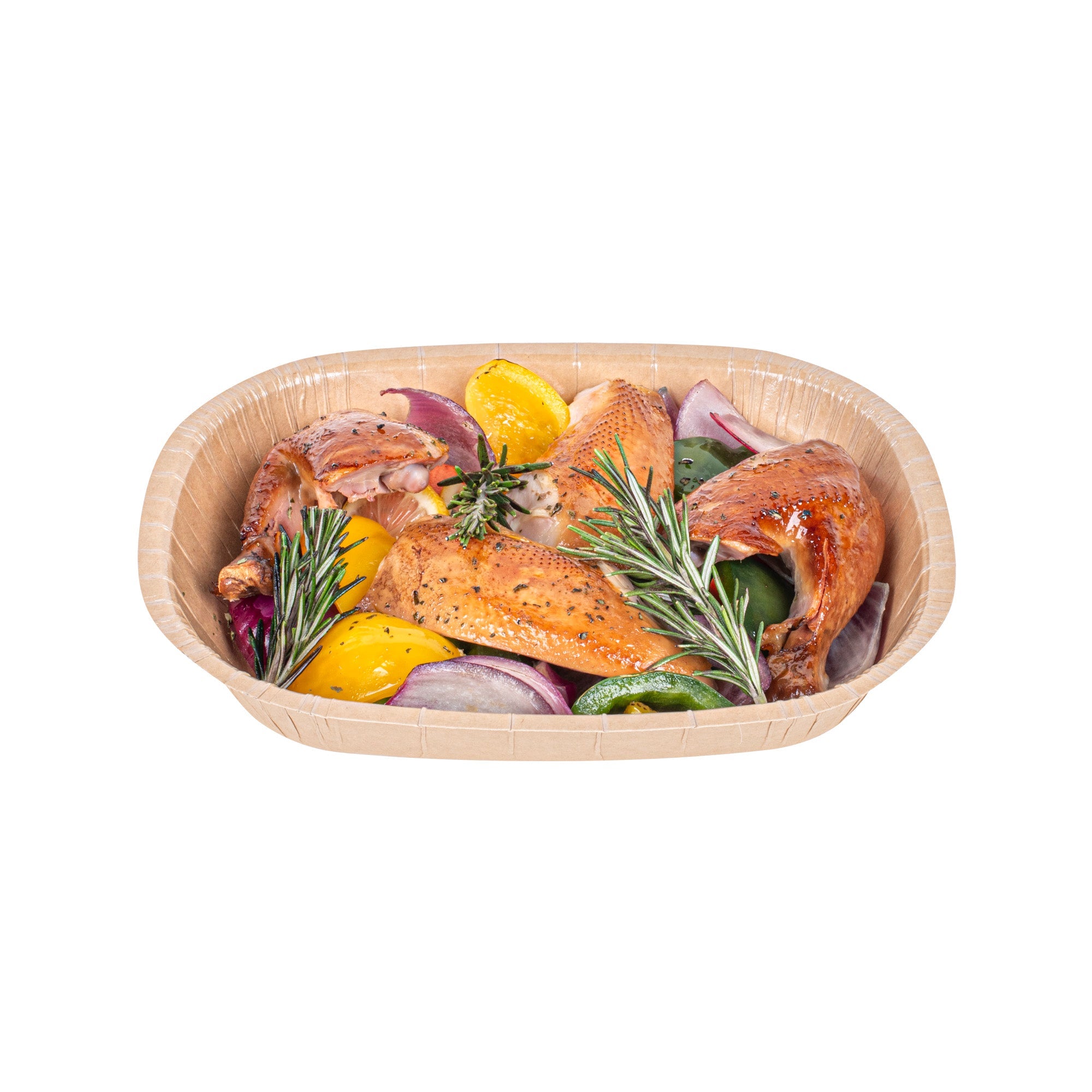 Pastry Tek 32 oz Rectangle Kraft Paperboard Tray - Oven-Safe - 9" x 7" x 1 3/4" - 100 count box