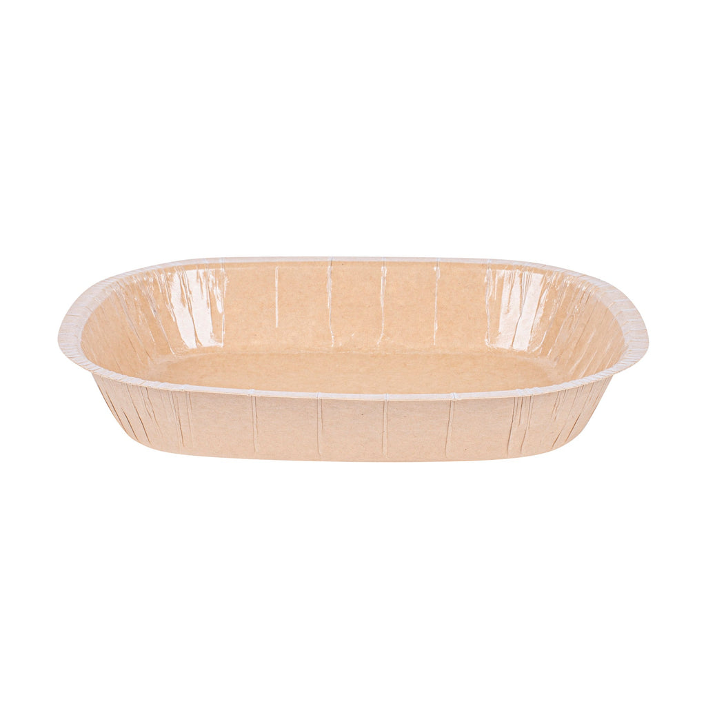 Pastry Tek 32 oz Rectangle Kraft Paperboard Tray - Oven-Safe - 9" x 7" x 1 3/4" - 100 count box