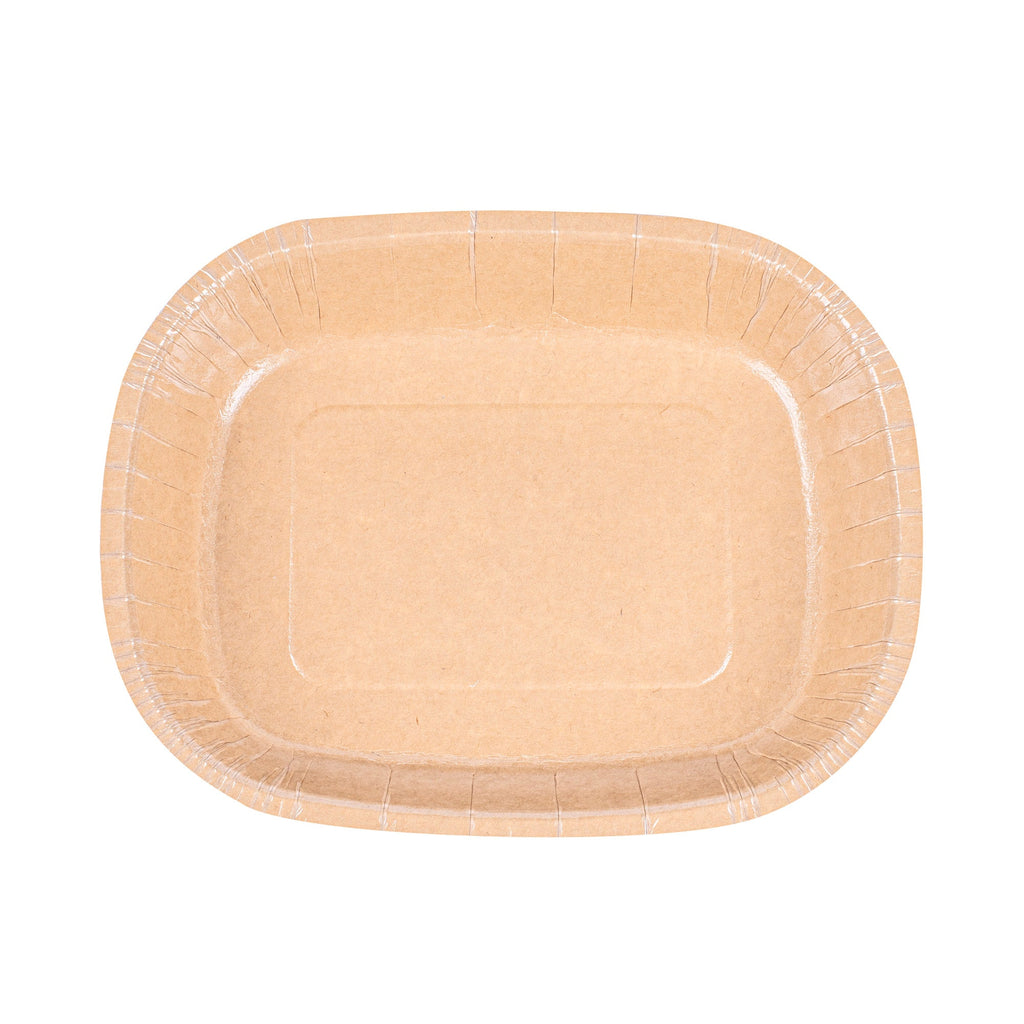 Pastry Tek 32 oz Rectangle Kraft Paperboard Tray - Oven-Safe - 9" x 7" x 1 3/4" - 100 count box