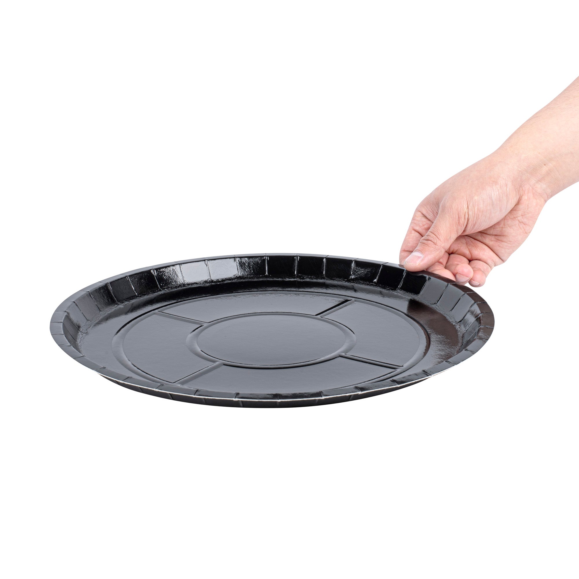 Eco Pie Round Black Paperboard Pizza Tray - Oven-Safe - 12'' - 50 count box