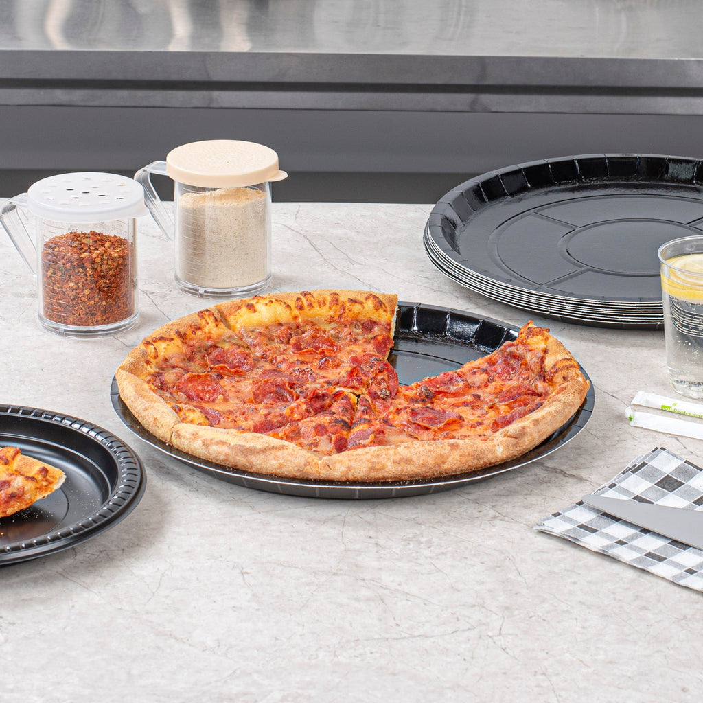 Eco Pie Round Black Paperboard Pizza Tray - Oven-Safe - 12'' - 50 count box