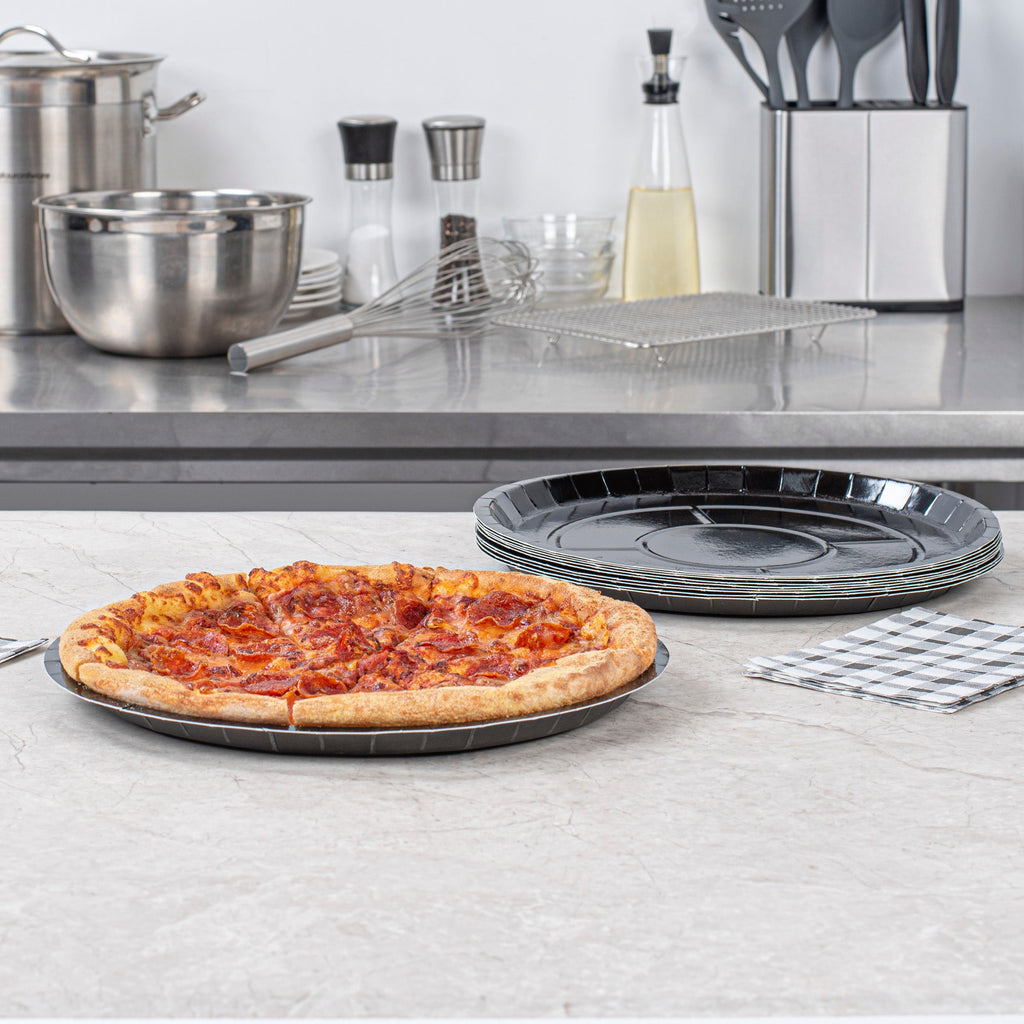 Eco Pie Round Black Paperboard Pizza Tray - Oven-Safe - 12'' - 50 count box
