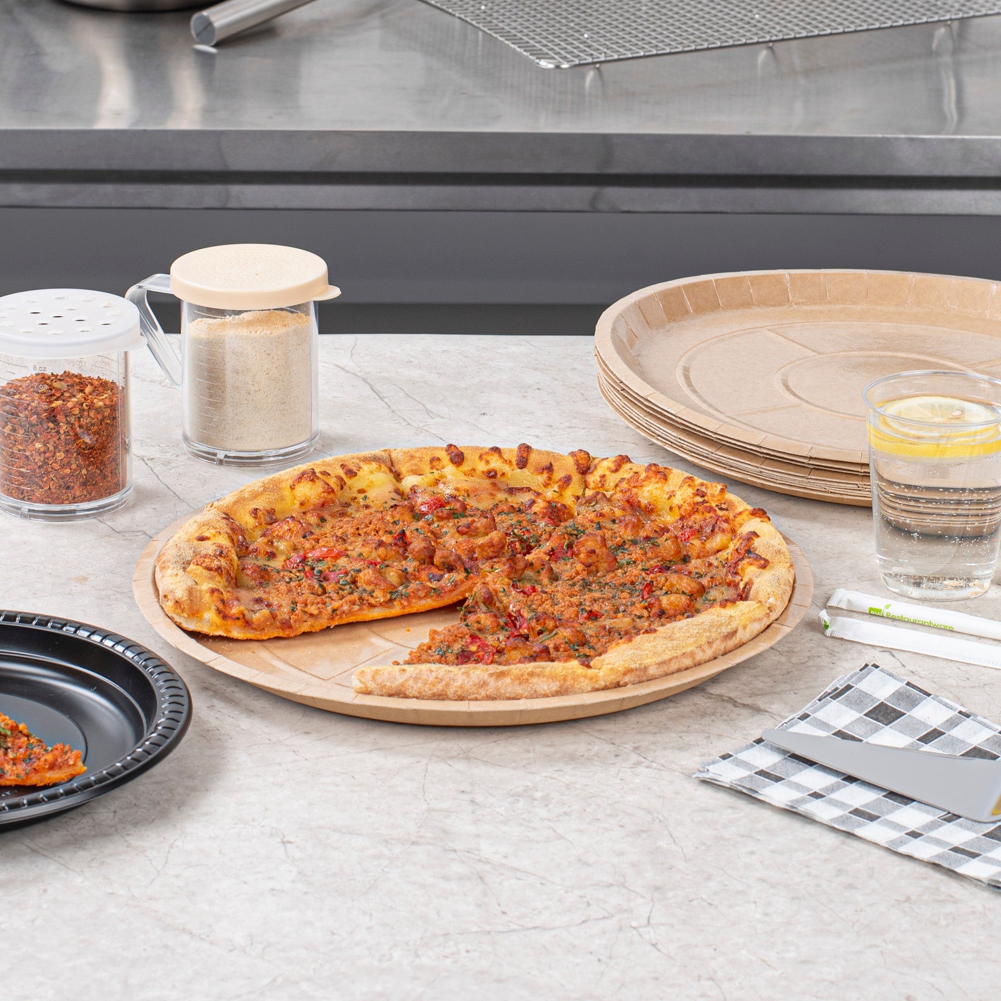 Eco Pie Round Kraft Paperboard Pizza Tray - Oven-Safe - 12'' - 25 count box