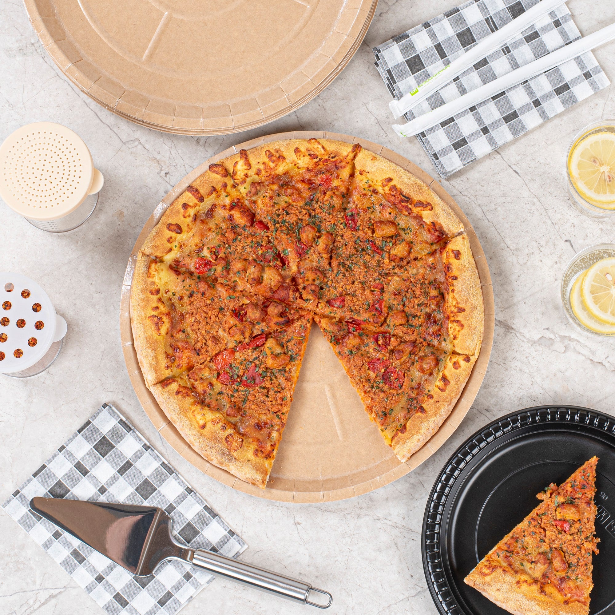 Eco Pie Round Kraft Paperboard Pizza Tray - Oven-Safe - 12'' - 25 count box