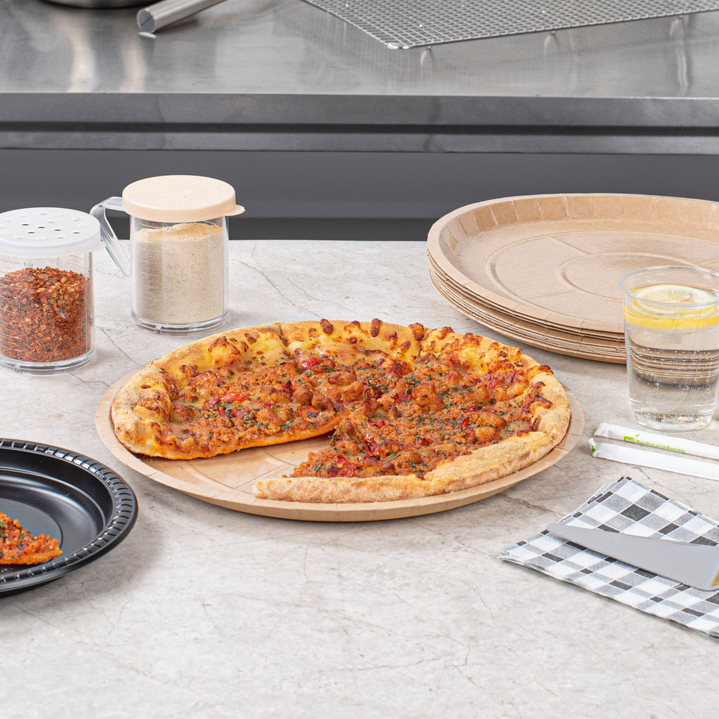 Eco Pie Round Kraft Paperboard Pizza Tray - Oven-Safe - 12'' - 50 count box