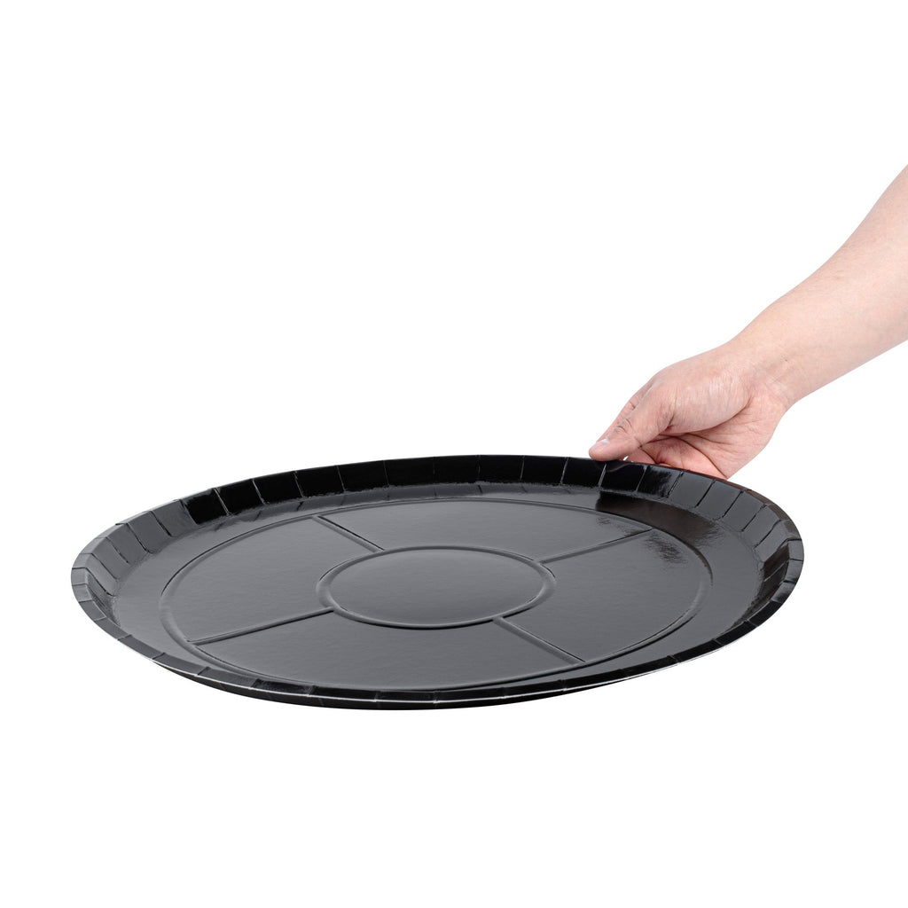 Eco Pie Round Black Paperboard Pizza Tray - Oven-Safe - 16" - 25 count box