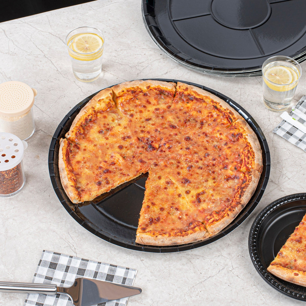 Eco Pie Round Black Paperboard Pizza Tray - Oven-Safe - 16" - 25 count box