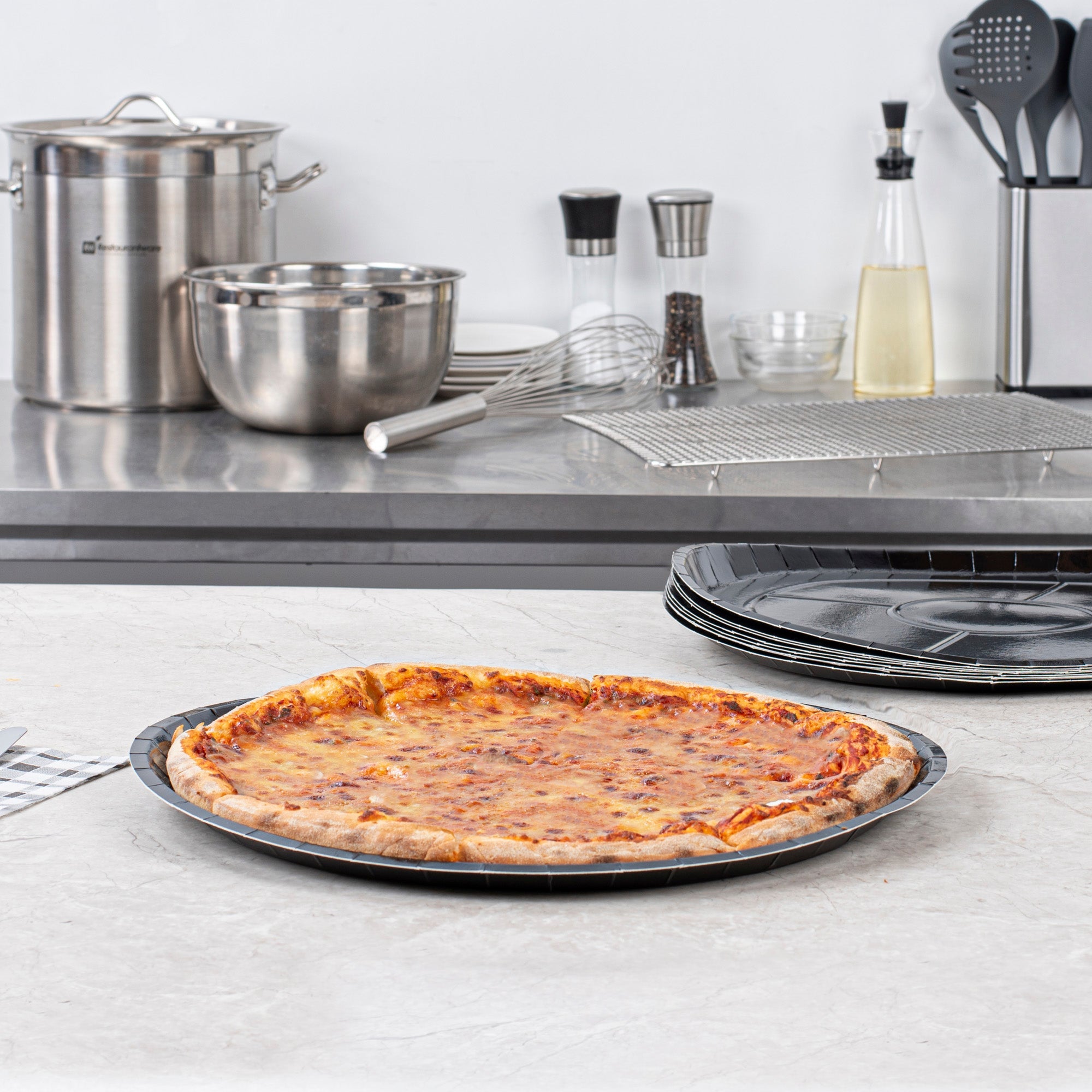 Eco Pie Round Black Paperboard Pizza Tray - Oven-Safe - 16" - 50 count box