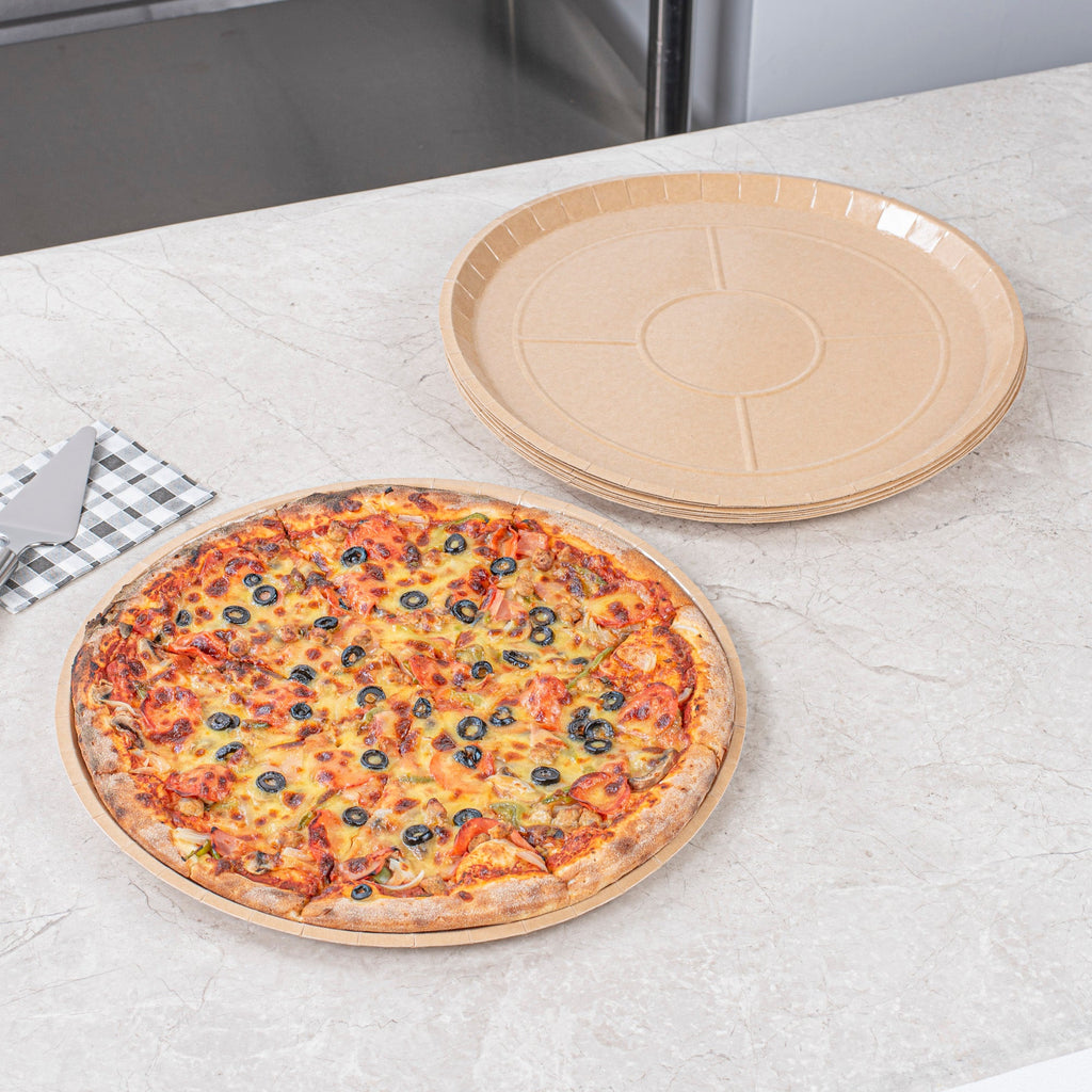 Eco Pie Round Kraft Paperboard Pizza Tray - Oven-Safe - 16" - 25 count box