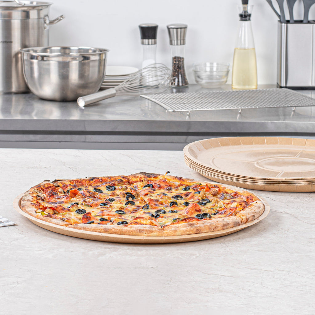 Eco Pie Round Kraft Paperboard Pizza Tray - Oven-Safe - 16" - 25 count box