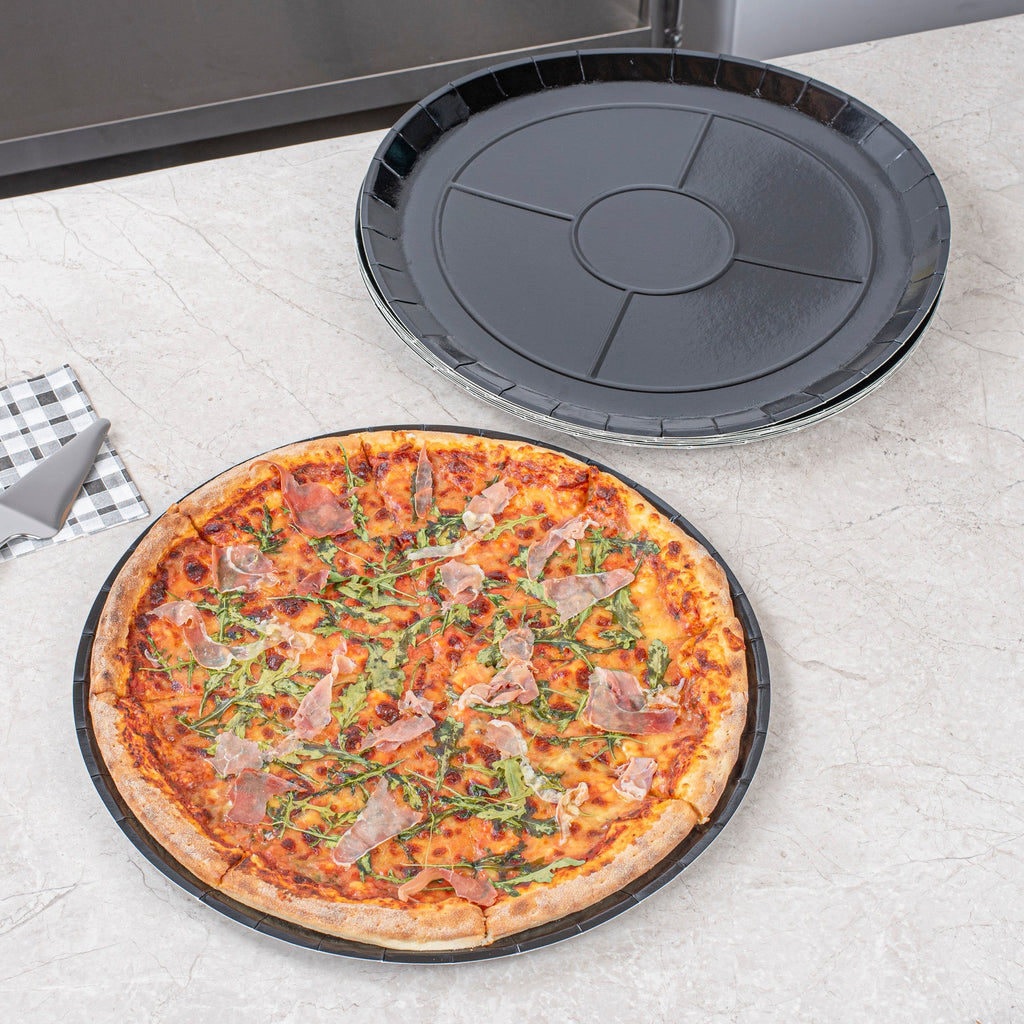 Eco Pie Round Black Paperboard Pizza Tray - Oven-Safe - 18'' - 25 count box